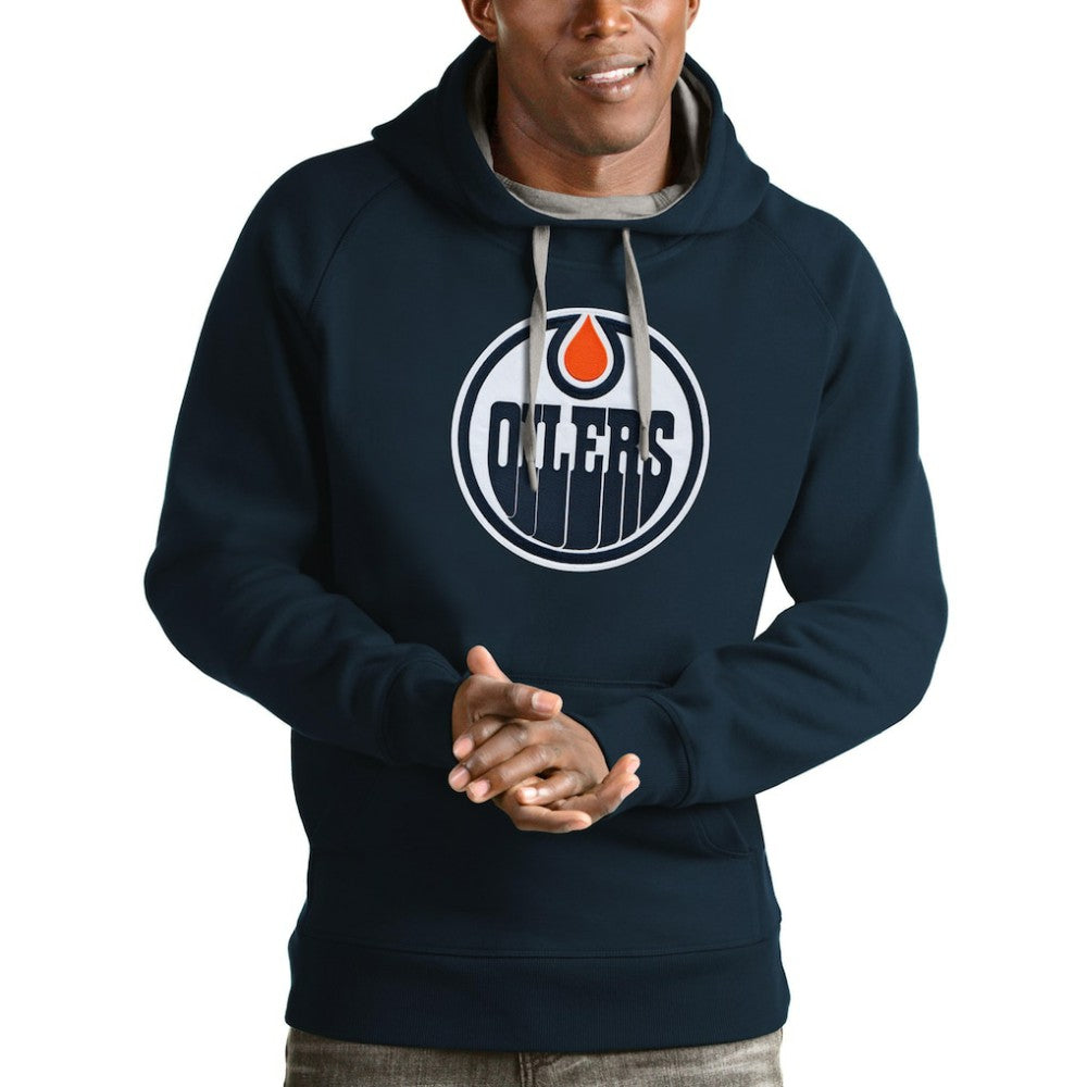 Edmonton Oilers Antigua Logo Victory Pullover Hoodie - Navy | US 4571978