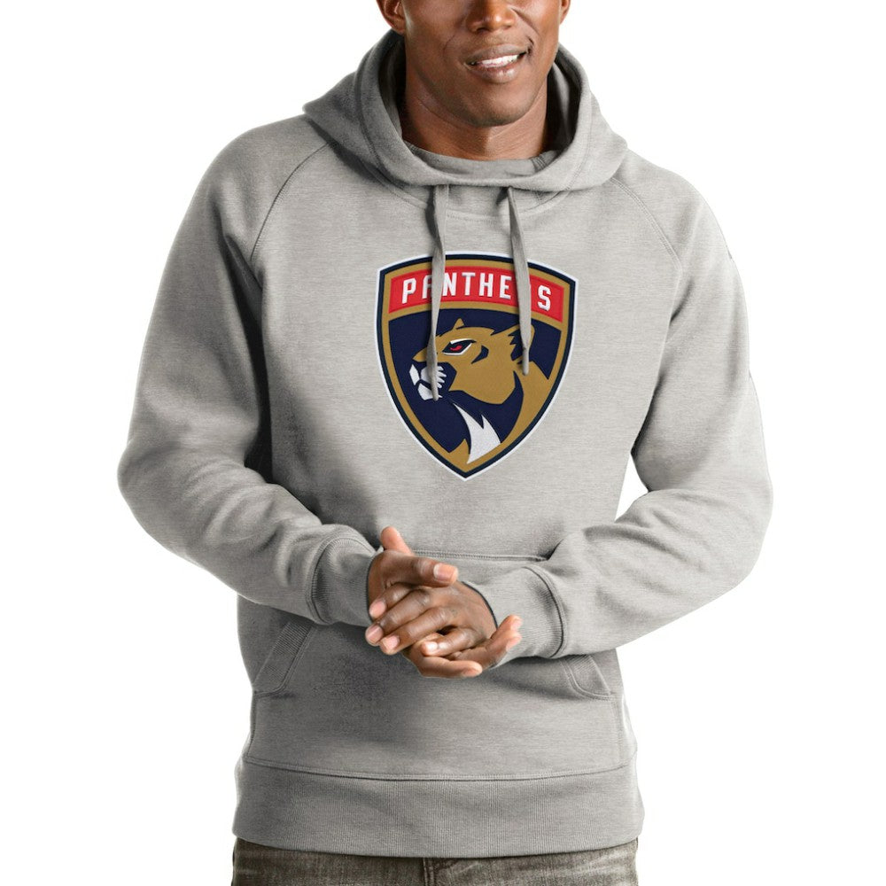 Florida Panthers Antigua Logo Victory Pullover Hoodie - Heathered Gray | US 4571986