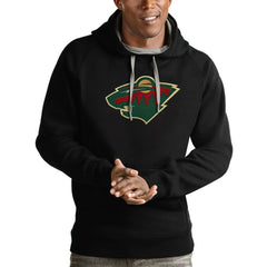 Minnesota Wild Antigua Logo Victory Pullover Hoodie - Black | US 4571994
