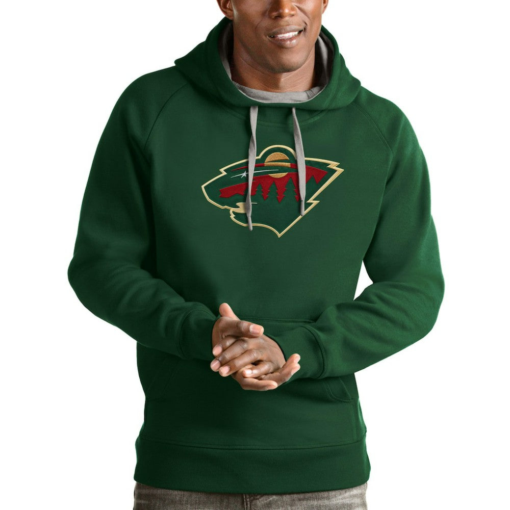 Minnesota Wild Antigua Logo Victory Pullover Hoodie - Hunter Green | US 4571997