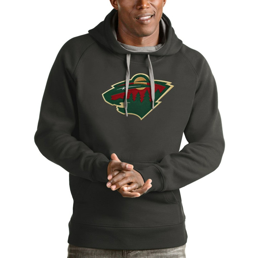 Minnesota Wild Antigua Logo Victory Pullover Hoodie - Charcoal | US 4571998