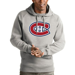 Montreal Canadiens Antigua Logo Victory Pullover Hoodie - Heathered Gray | US 4572003