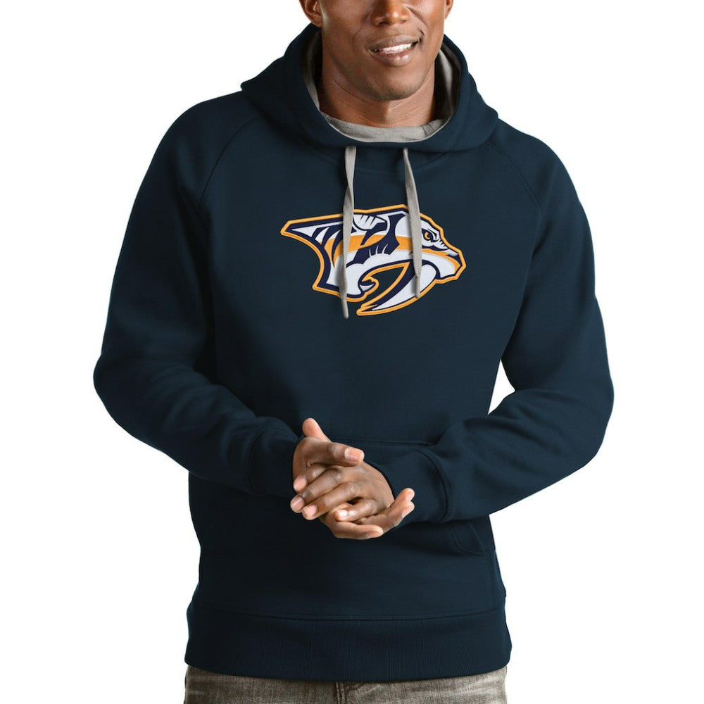 Nashville Predators Antigua Logo Victory Pullover Hoodie - Navy | US 4572008