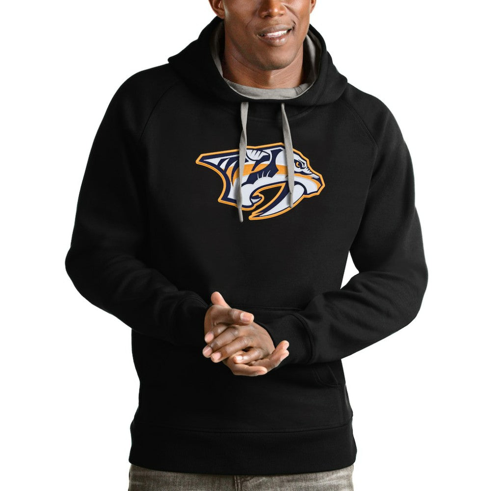 Nashville Predators Antigua Logo Victory Pullover Hoodie - Black | US 4572009