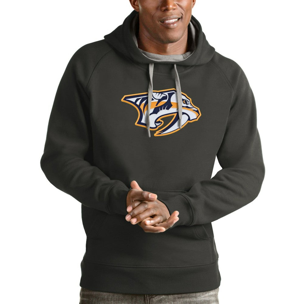 Nashville Predators Antigua Logo Victory Pullover Hoodie - Charcoal | US 4572012