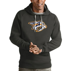 Nashville Predators Antigua Logo Victory Pullover Hoodie - Charcoal | US 4572012