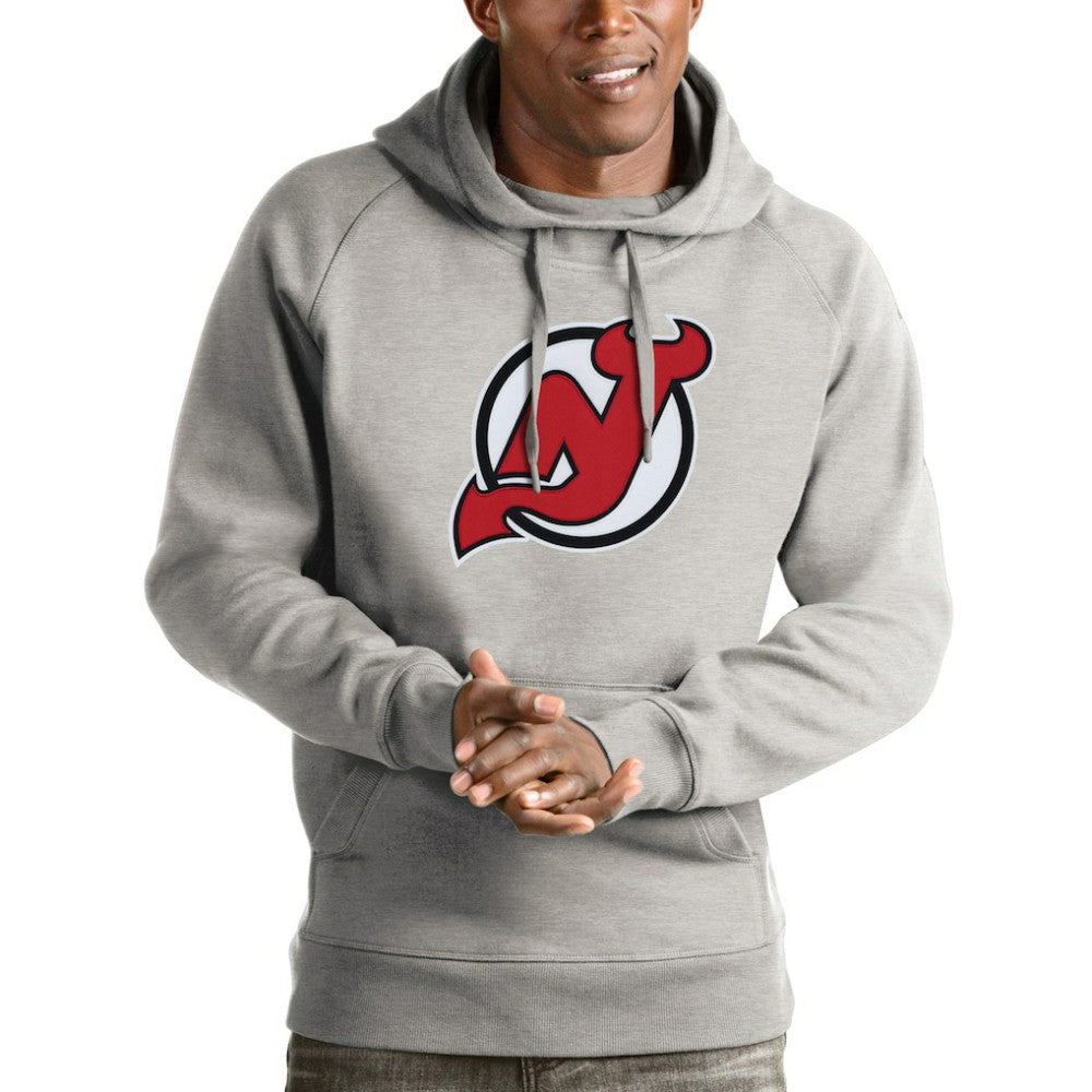 New Jersey Devils Antigua Logo Victory Pullover Hoodie - Heathered Gray | US 4572015