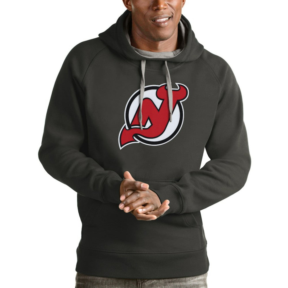 New Jersey Devils Antigua Logo Victory Pullover Hoodie - Charcoal | US 4572017