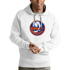 New York Islanders Antigua Logo Victory Pullover Hoodie - White | US 4572018