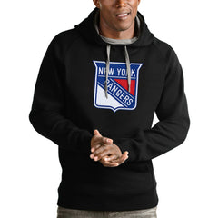 New York Rangers Antigua Logo Victory Pullover Hoodie - Black | US 4572027