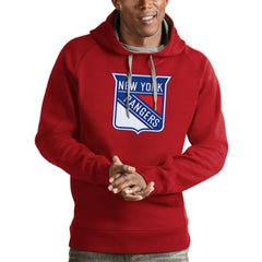 New York Rangers Antigua Logo Victory Pullover Hoodie - Red | US 4572029
