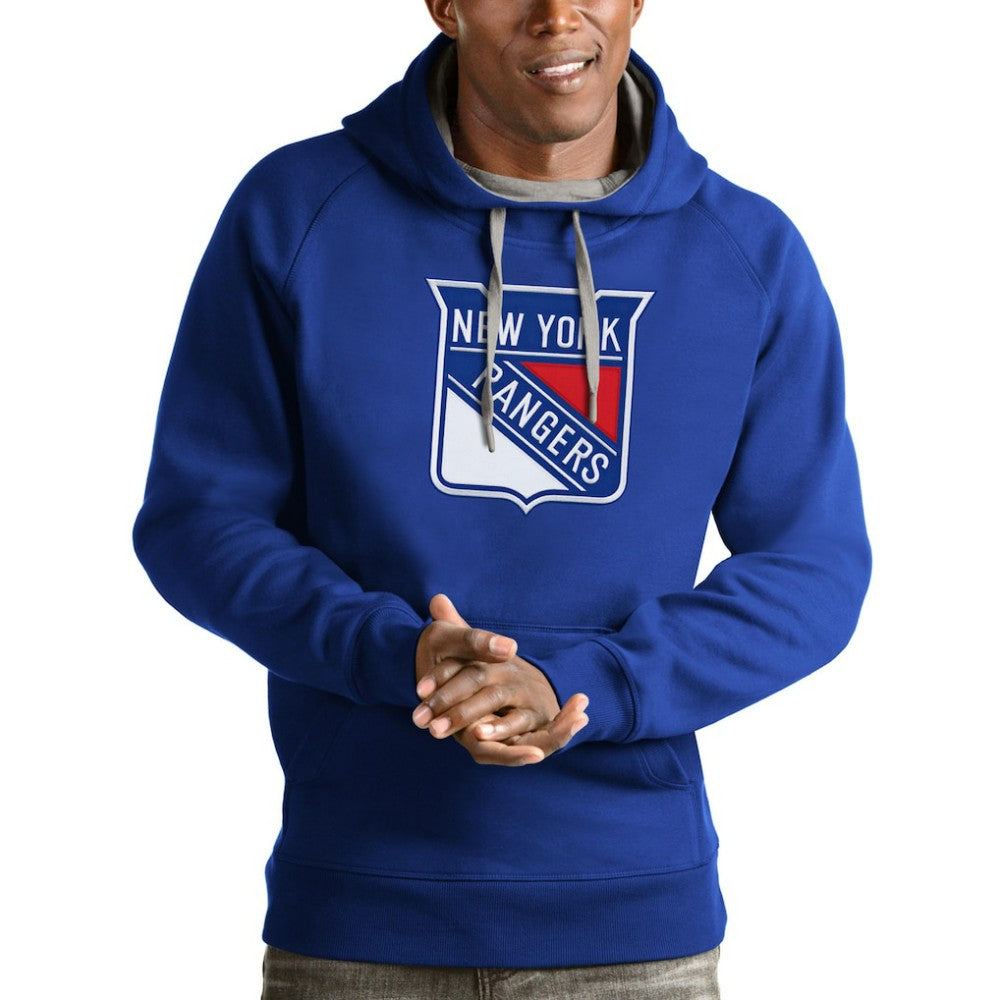 New York Rangers Antigua Logo Victory Pullover Hoodie - Blue | US 4572030
