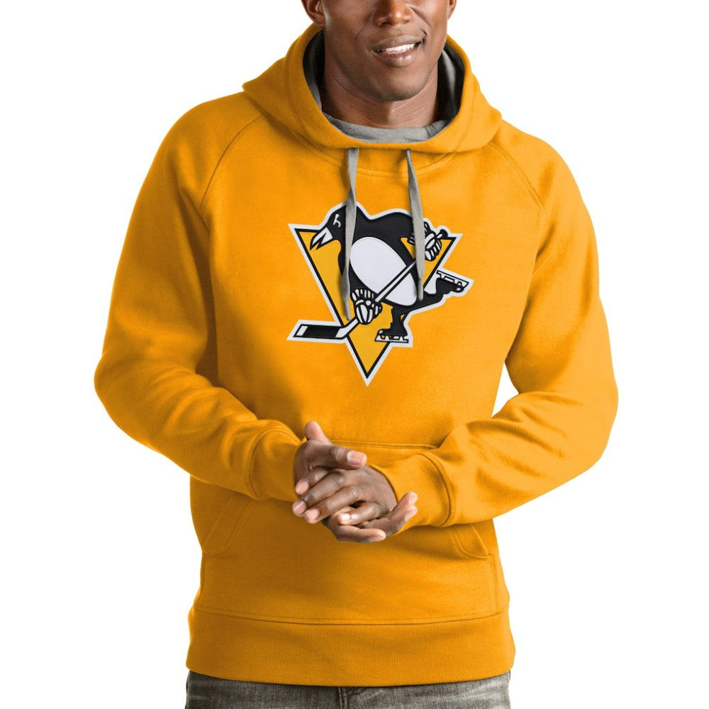 Pittsburgh Penguins Antigua Logo Victory Pullover Hoodie - Gold | US 4572044