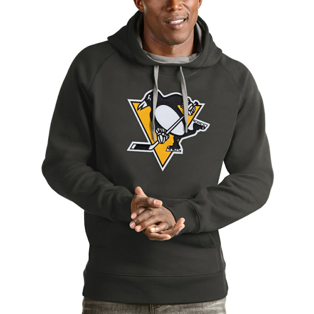 Pittsburgh Penguins Antigua Logo Victory Pullover Hoodie - Charcoal | US 4572045
