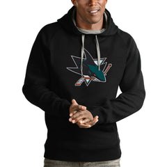 San Jose Sharks Antigua Logo Victory Pullover Hoodie - Black | US 4572047