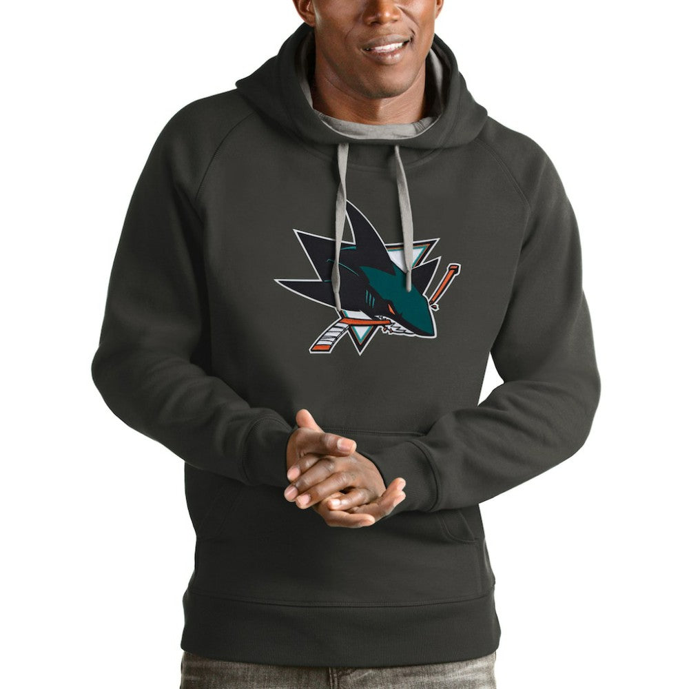 San Jose Sharks Antigua Logo Victory Pullover Hoodie - Charcoal | US 4572049