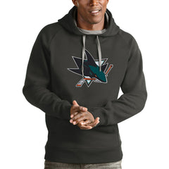San Jose Sharks Antigua Logo Victory Pullover Hoodie - Charcoal | US 4572049