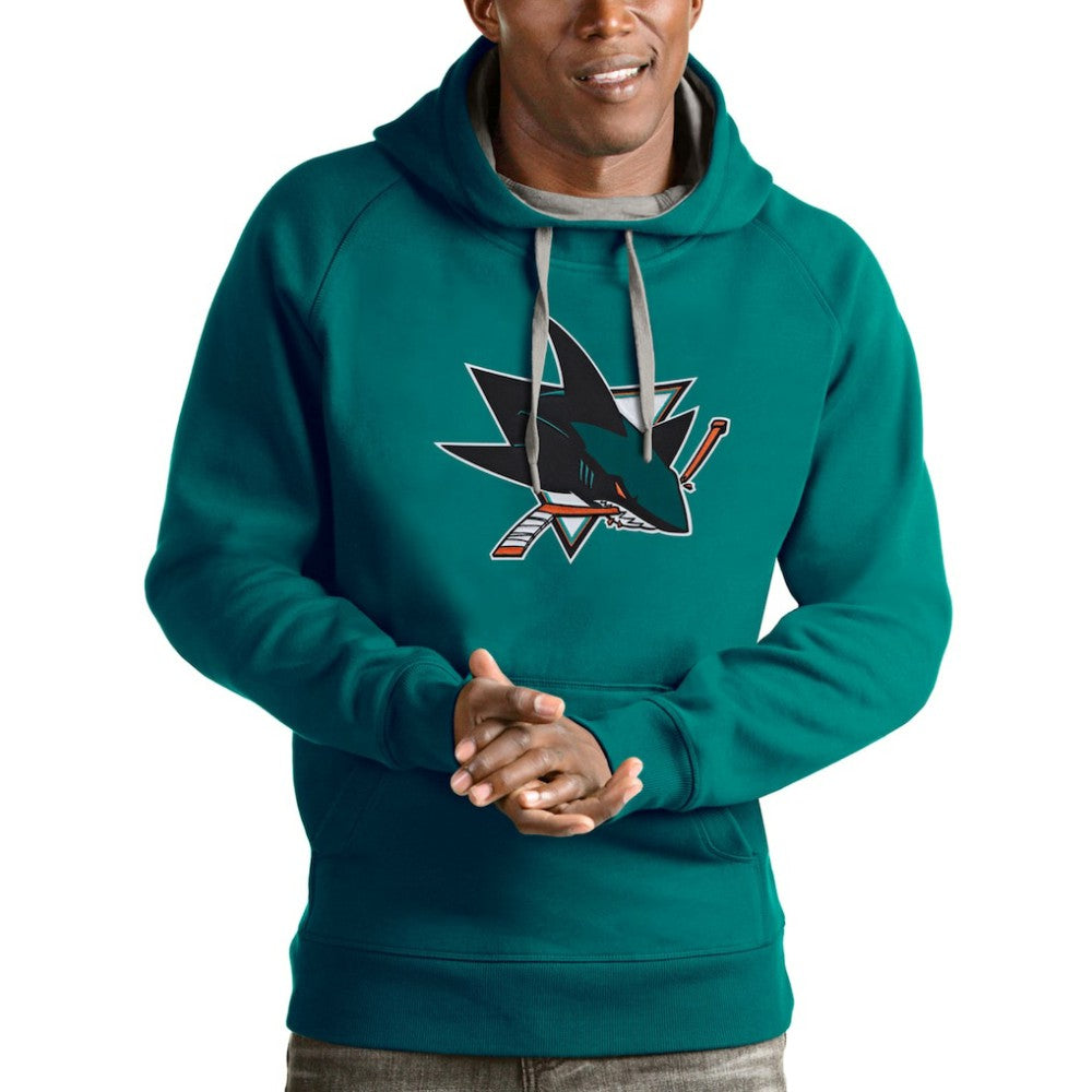 San Jose Sharks Antigua Logo Victory Pullover Hoodie - Teal | US 4572050