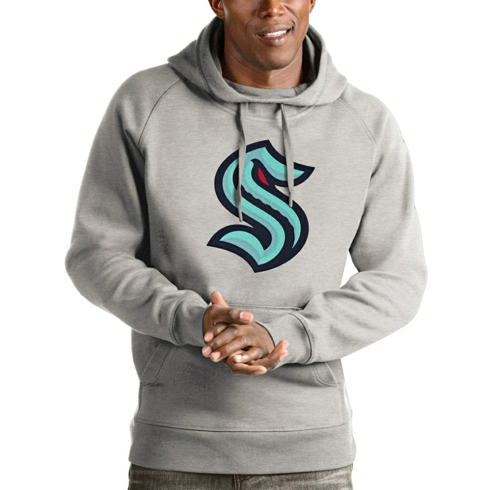 Seattle Kraken Antigua Logo Victory Pullover Hoodie - Heathered Gray | US 4572054