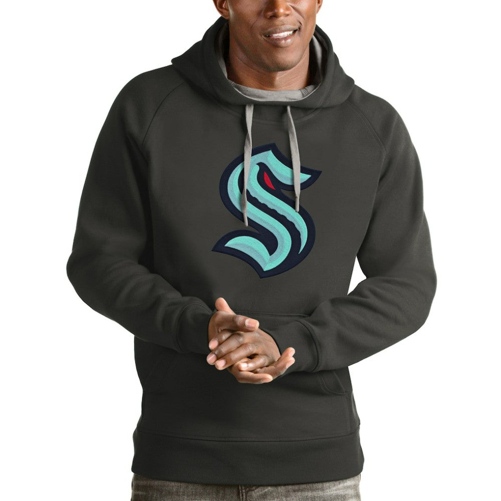 Seattle Kraken Antigua Logo Victory Pullover Hoodie - Charcoal | US 4572055