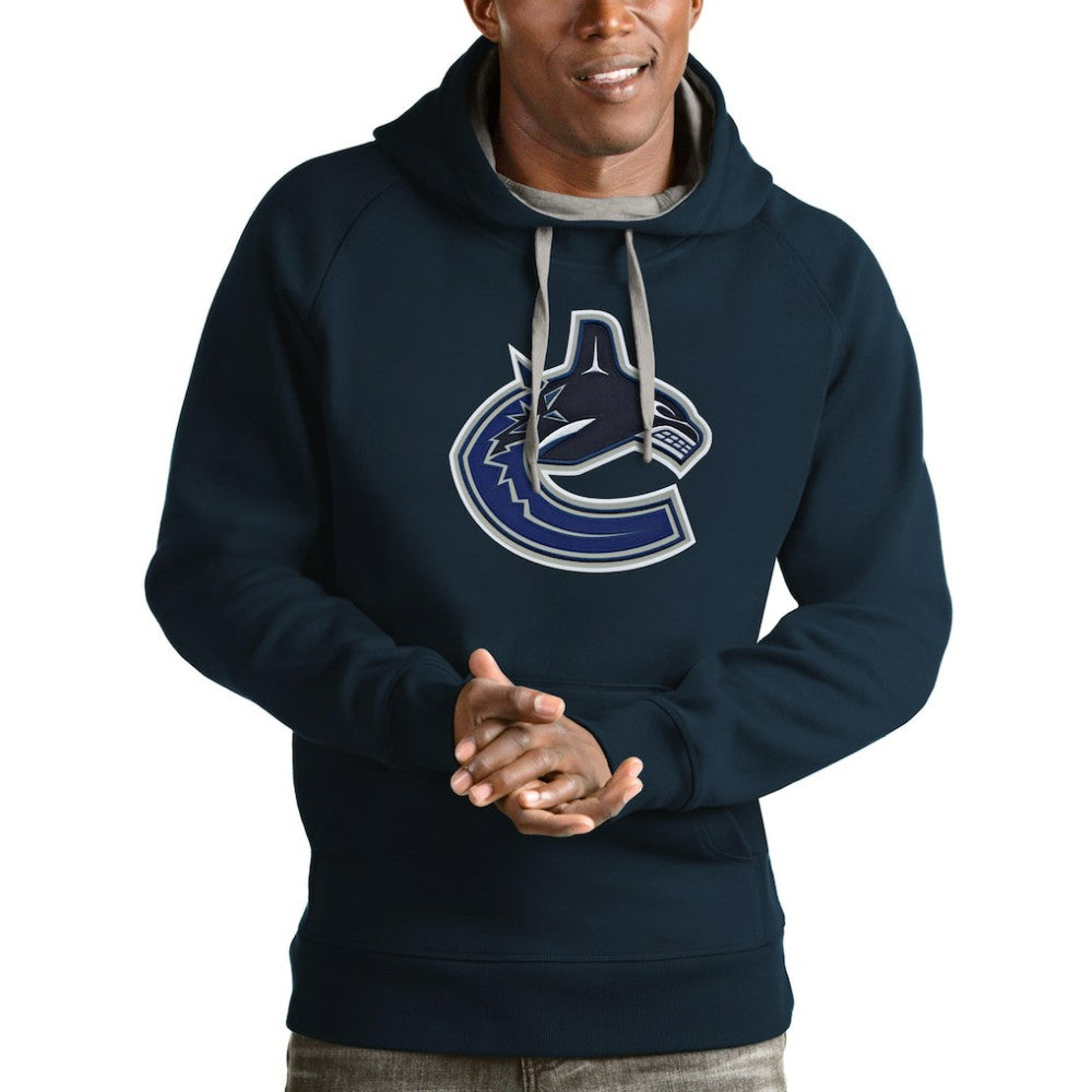 Vancouver Canucks Antigua Logo Victory Pullover Hoodie - Navy | US 4572076