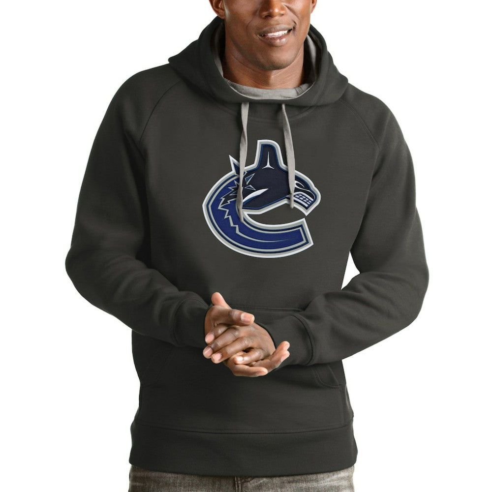 Vancouver Canucks Antigua Logo Victory Pullover Hoodie - Charcoal | US 4572079