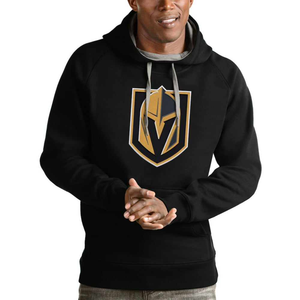Vegas Golden Knights Antigua Logo Victory Pullover Hoodie - Black | US 4572081