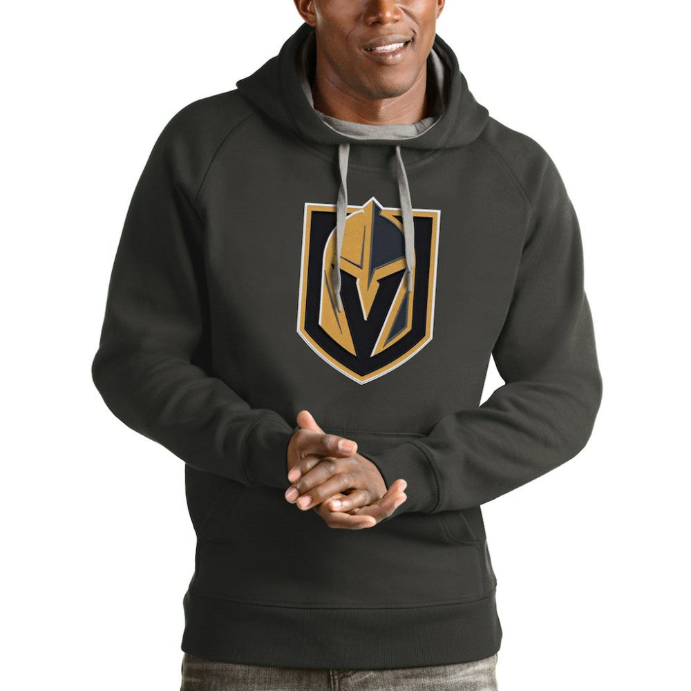 Vegas Golden Knights Antigua Logo Victory Pullover Hoodie - Charcoal | US 4572083