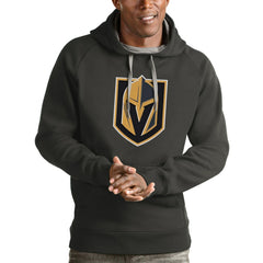 Vegas Golden Knights Antigua Logo Victory Pullover Hoodie - Charcoal | US 4572083