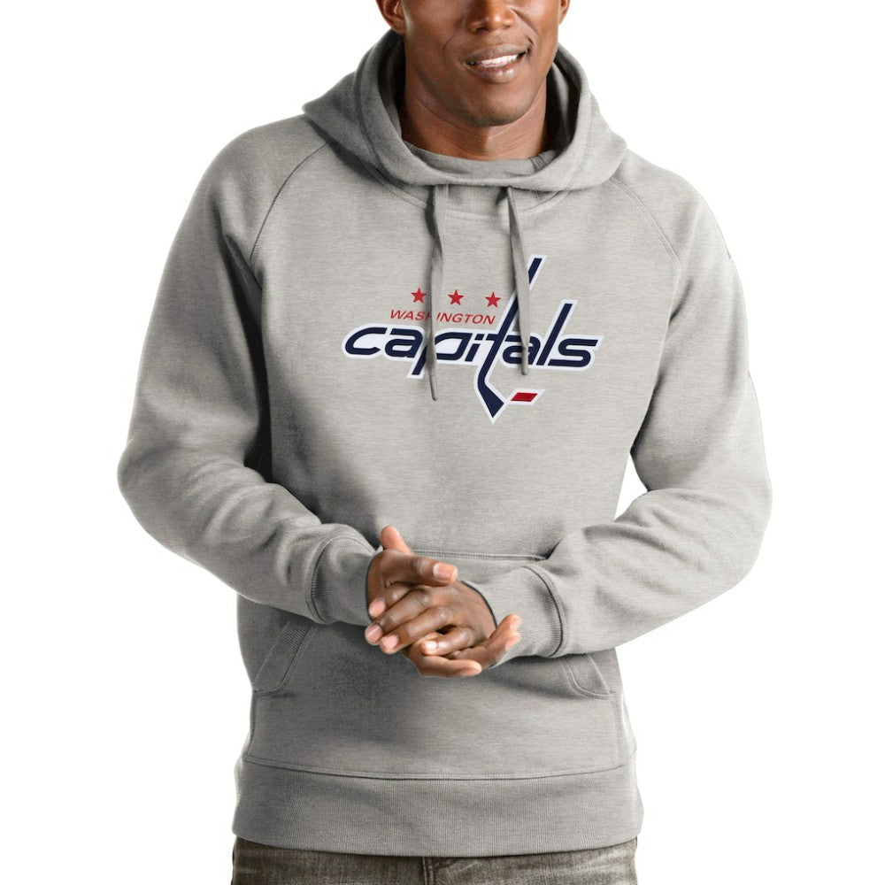 Washington Capitals Antigua Logo Victory Pullover Hoodie - Heathered Gray | US 4572087