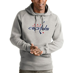 Washington Capitals Antigua Logo Victory Pullover Hoodie - Heathered Gray | US 4572087