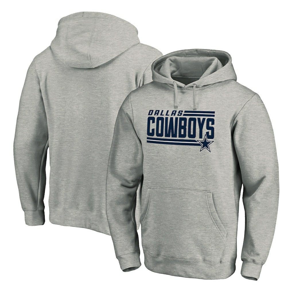 Dallas Cowboys Onside Stripe Pullover Hoodie - Heathered Gray Hoodies