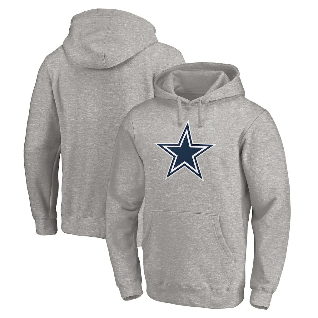 Dallas Cowboys Primary Logo Fitted Pullover Hoodie - Heather Gray Hoodies