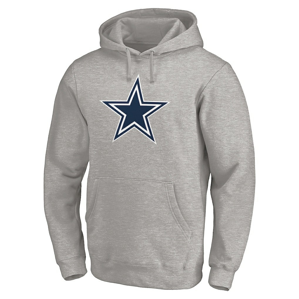 Dallas Cowboys Primary Logo Fitted Pullover Hoodie - Heather Gray Hoodies