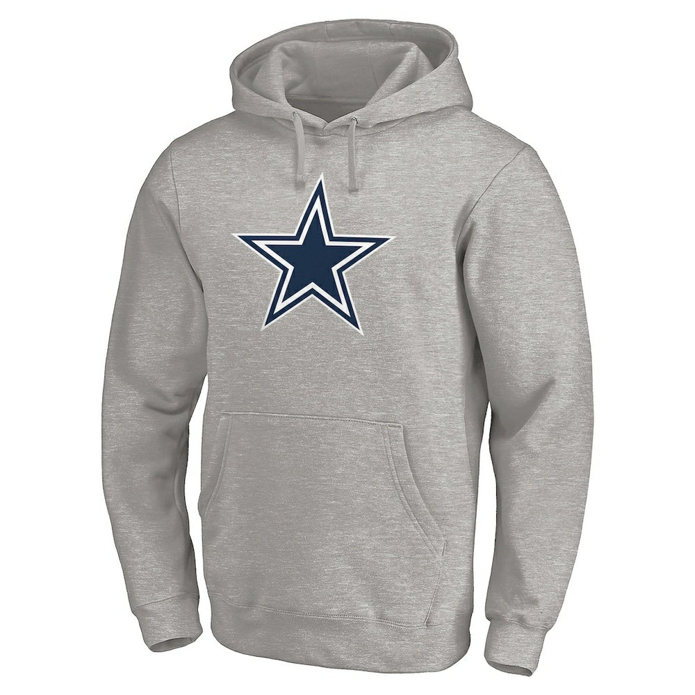 Dallas Cowboys Primary Logo Fitted Pullover Hoodie - Heather Gray Hoodies