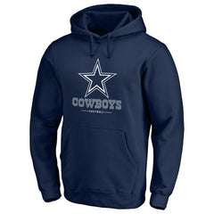 Dallas Cowboys Logo Team Lockup Fitted Pullover Hoodie - Navy Hoodies