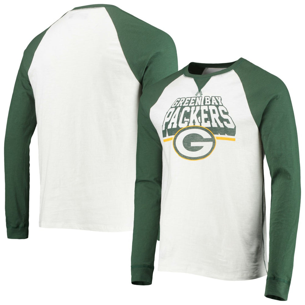 Green Bay Packers Junk Food Colorblock Raglan Long Sleeve T-Shirt - White/Green T-shirts