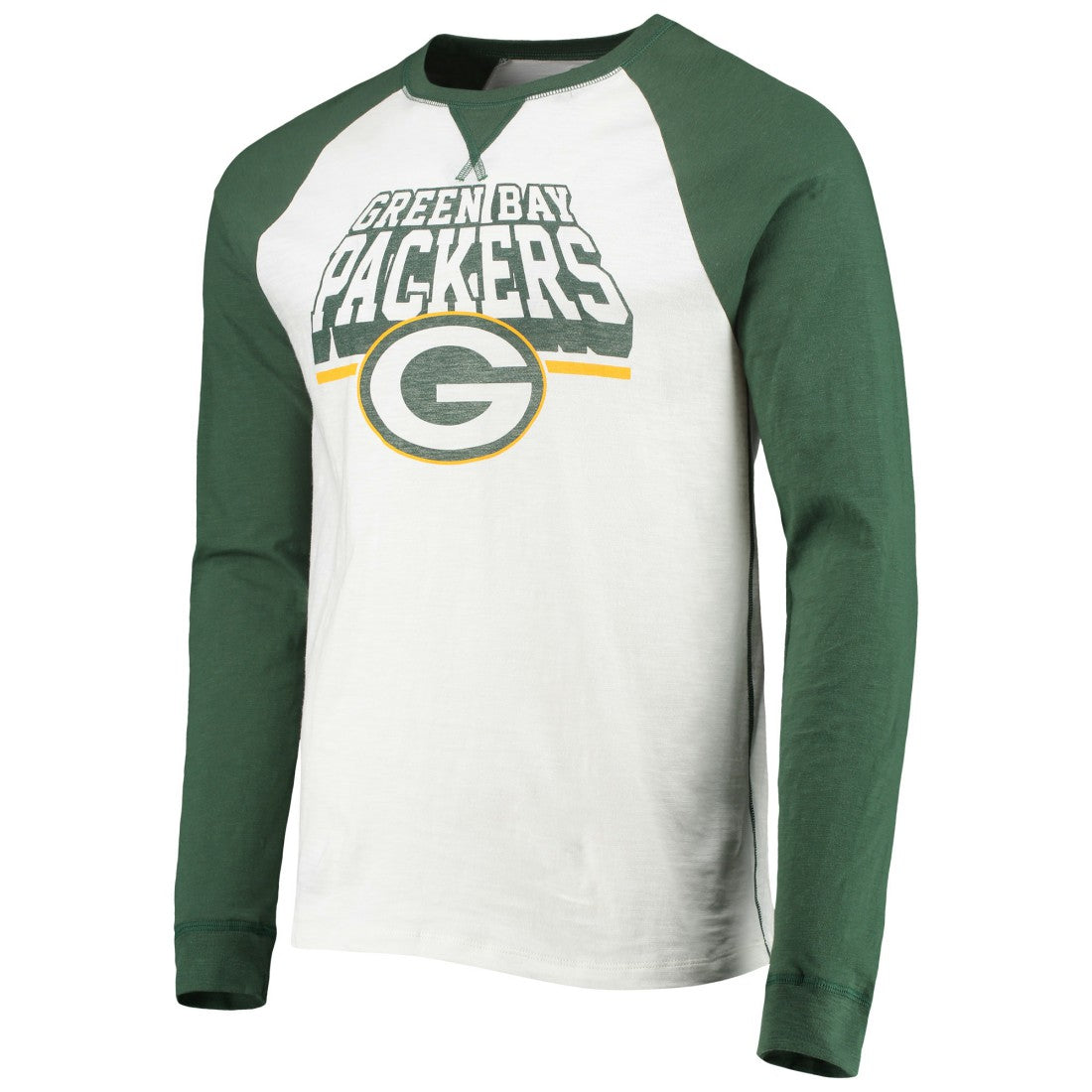 Green Bay Packers Junk Food Colorblock Raglan Long Sleeve T-Shirt - White/Green T-shirts