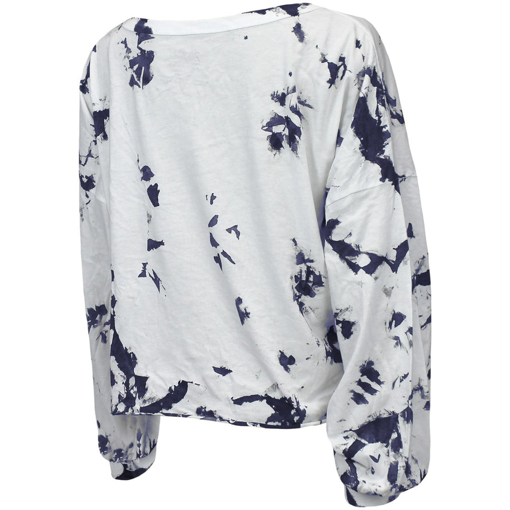 Tennessee Titans Majestic Threads Women's Off-Shoulder Tie-Dye V-Neck Long Sleeve T-Shirt - White/Navy T-shirts