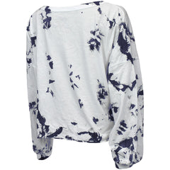 Tennessee Titans Majestic Threads Women's Off-Shoulder Tie-Dye V-Neck Long Sleeve T-Shirt - White/Navy T-shirts