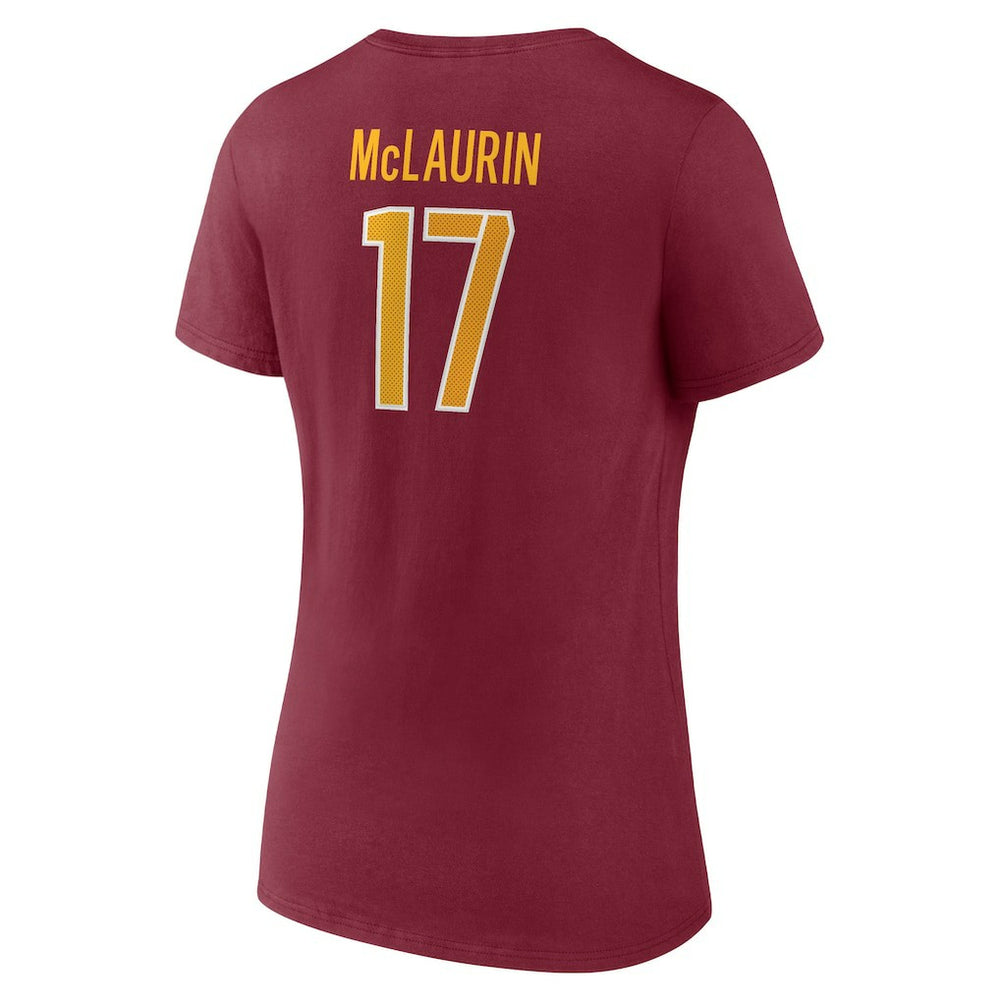 Terry McLaurin Washington Commanders Women's Player Icon Name & Number V-Neck T-Shirt - Burgundy T-shirts