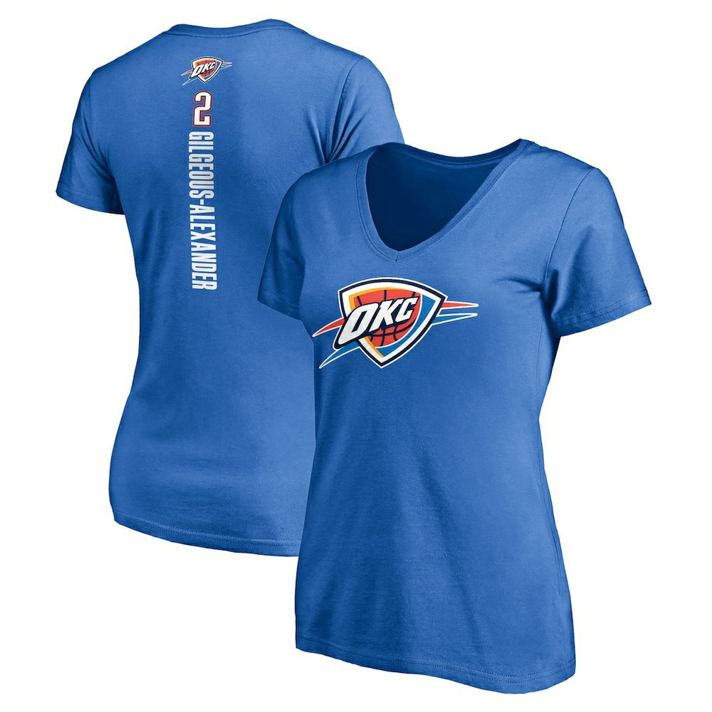 Shai Gilgeous-Alexander Oklahoma City Thunder Women's Playmaker Name & Number V-Neck T-Shirt Blue outlet