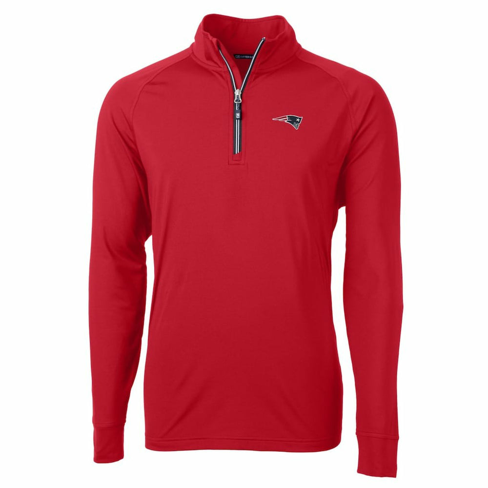 New England Patriots Cutter & Buck Adapt Eco Knit Quarter-Zip Pullover Top - Red Pullover