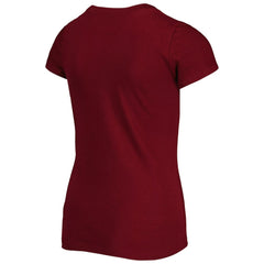 Washington Commanders New Era Girls Youth Reverse Sequin Wordmark V-Neck T-Shirt - Burgundy T-shirts