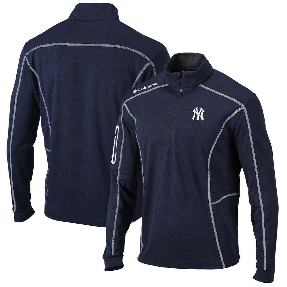 New York Yankees Columbia Shotgun Omni-Wick Quarter-Zip Pullover Jacket - Navy Jackets