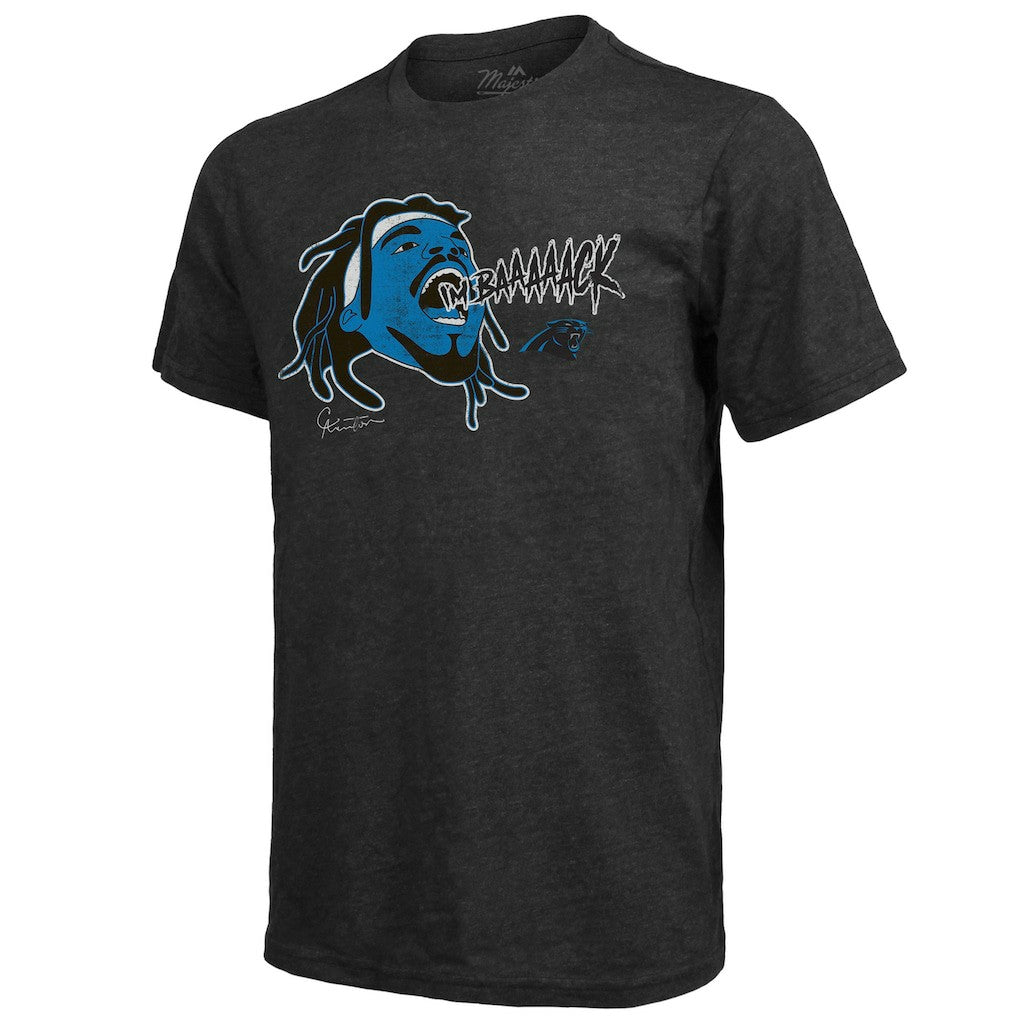 Cam Newton Carolina Panthers Majestic Threads Tri-Blend Player Graphic T-Shirt - Black T-shirts