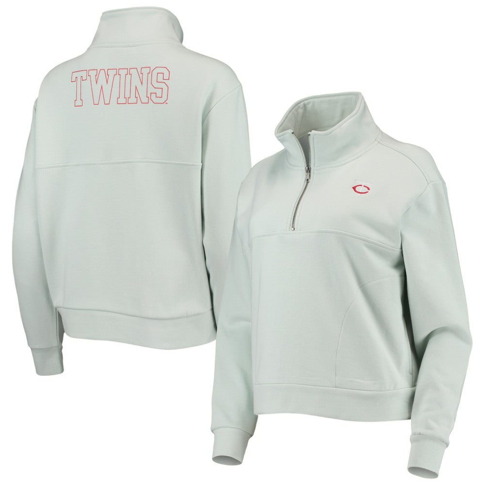 Minnesota Twins The Wild Collective Women's Two-Hit Quarter-Zip Pullover Top - Light Blue Pullover