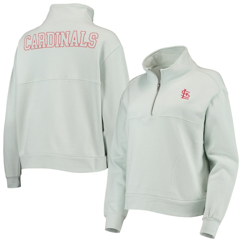 St. Louis Cardinals The Wild Collective Women's Two-Hit Quarter-Zip Pullover Top - Light Blue Pullover