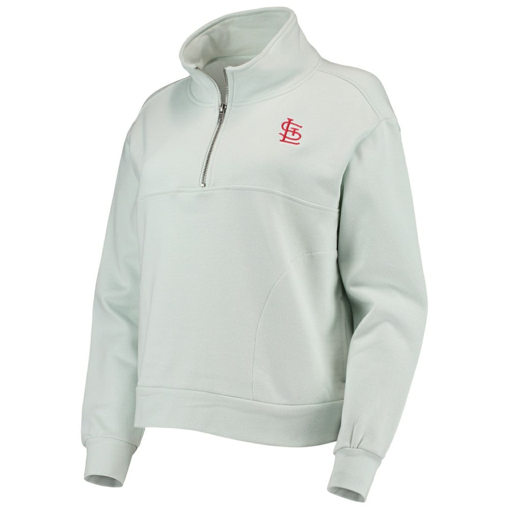 St. Louis Cardinals The Wild Collective Women's Two-Hit Quarter-Zip Pullover Top - Light Blue Pullover