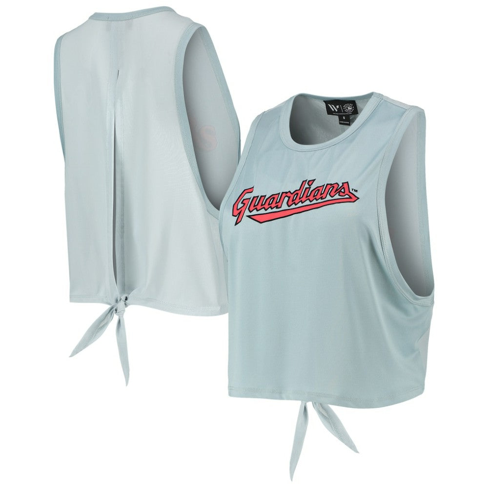 Cleveland Guardians The Wild Collective Women's Open Back Twist-Tie Tank Top - Light Blue Tanks
